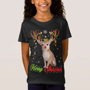 Funny Chihuahua Hund mit Antlern Frohe Weihnachten T-Shirt