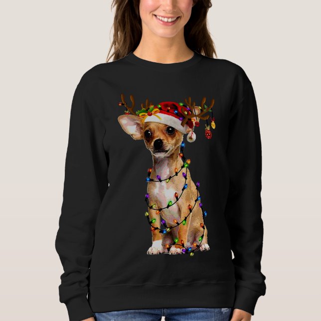 Funny Chihuahua Weihnachtsmann Weihnachtsmann Weih Sweatshirt (Vorderseite)