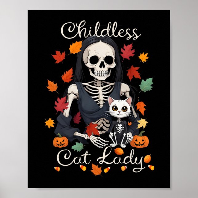 Funny Childless Cat Lady Halloween Kostüm Party K Poster (Vorne)