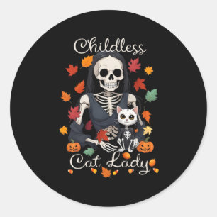 Funny Childless Cat Lady Halloween Kostüm Party K Runder Aufkleber