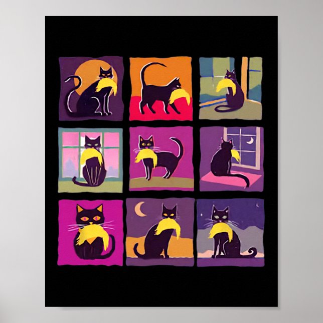 Funny Childless Cat Lady mit Trump-Haar Poster (Vorne)
