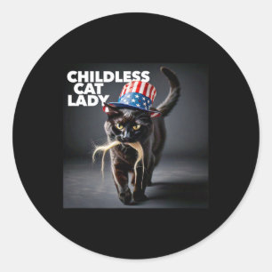 Funny Childless Cat Lady Trump Hair Easy Halloween Runder Aufkleber