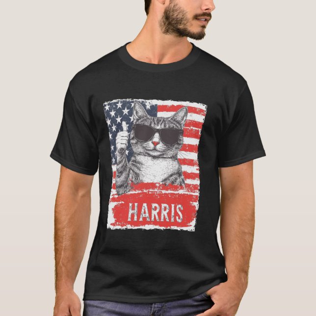 Funny Childless Cat Ladys For Harris 2024 T Shirt (Vorderseite)
