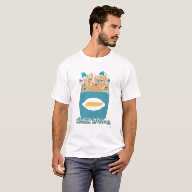 Funny Chili Friends Frozen Fry Cartoon Design T-Shirt (Vorne ganz)