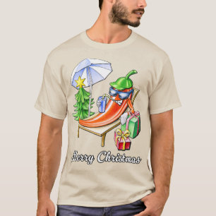 Funny Chili Frohe Weihnachten unter Parasol und We T-Shirt