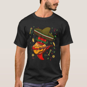 Funny Chili Mariachi Hot Pepper Sombrero Cinco De T-Shirt