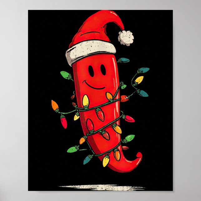 Funny Chili Pepper Christmas Graphics Lights Lover Poster (Vorne)