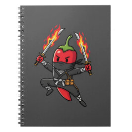 Funny Chili Pepper Fire Ninja Samurai Illustration Notizblock