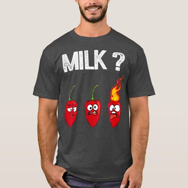 Funny Chili Pepper Hot Habanero Sauce Milk T-Shirt (Vorderseite)
