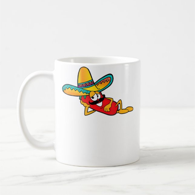 Funny Chili Vibes Pepper With Sombrero Moustache M Kaffeetasse (Links)