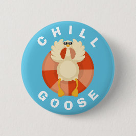Funny Chill Goose Summer Vacacation Beach Alberner Button