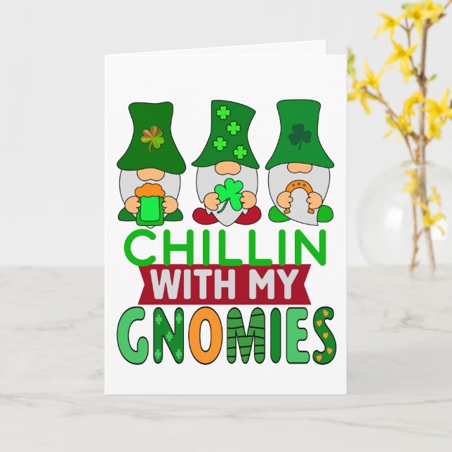 Funny Chillin mit My Gnomies St Patricks Day Karte (Gelbe Blume)