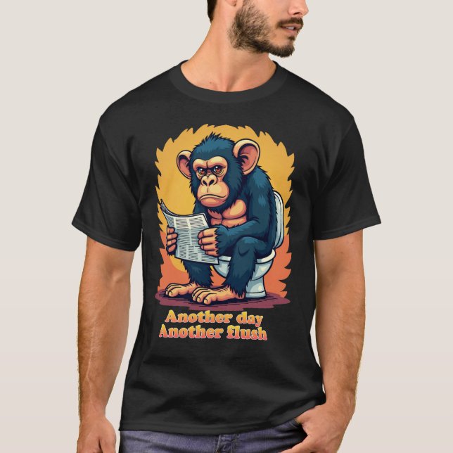 Funny Chimp Toilette Spaß T-Shirt (Vorderseite)