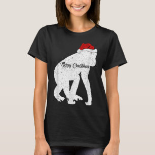Funny Chimpanzee Animal Lover Weihnachtsmannmütze  T-Shirt