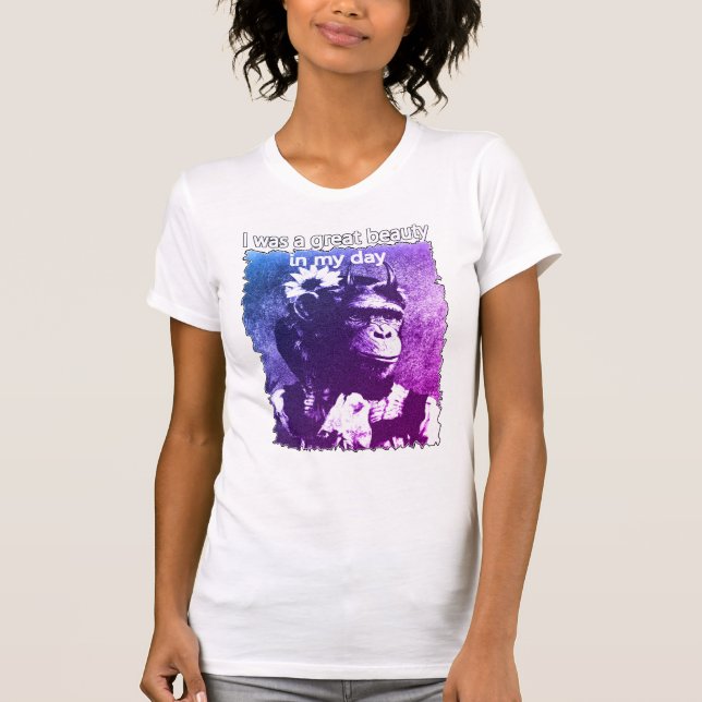 Funny Chimpanzee Old Age Joke T - Shirt (Vorderseite)
