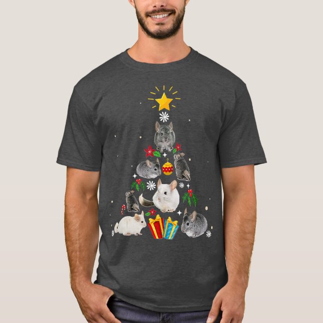 Funny Chinchilla Christmas Tree T-Shirt (Vorderseite)