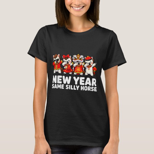 Funny Chinese Lunar New Year Same Silly Horse Dabb T-Shirt (Vorderseite)