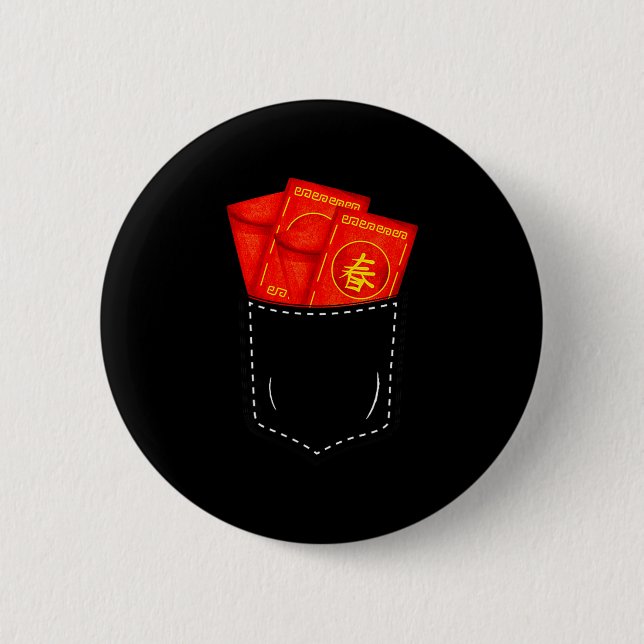 Funny Chinese New Year Fake Cket Red Envelopes Luc Button (Vorderseite)