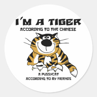 Funny Chinese Zodiac Tiger Geschenk Runder Aufkleber