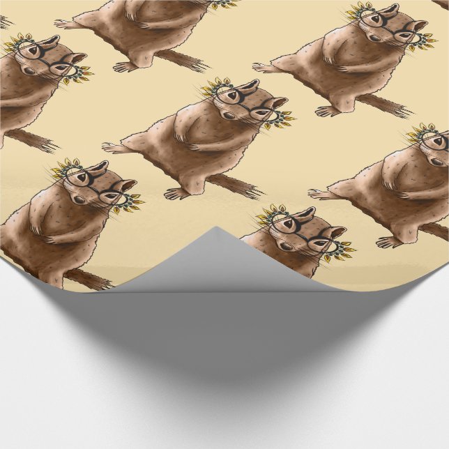 Funny Chipmunk Eichhörrel Geek Animal Art Geschenkpapier (Ecke)