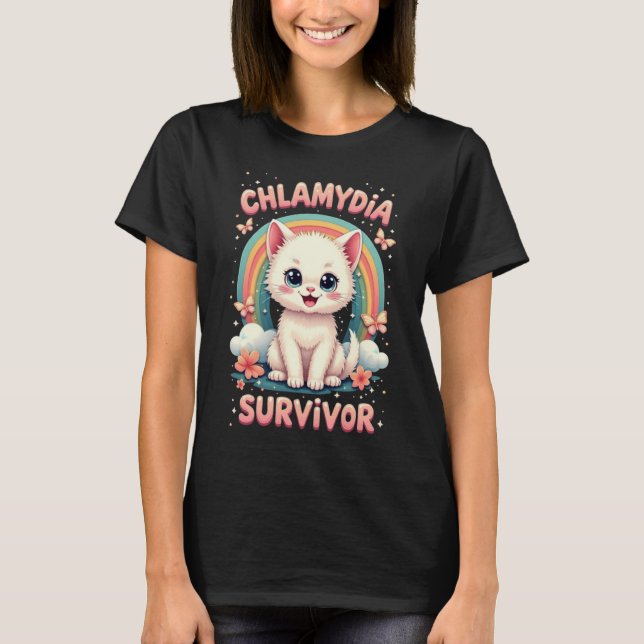Funny Chlamydia Survivor Cat Meme Jokes Men women  T-Shirt (Vorderseite)