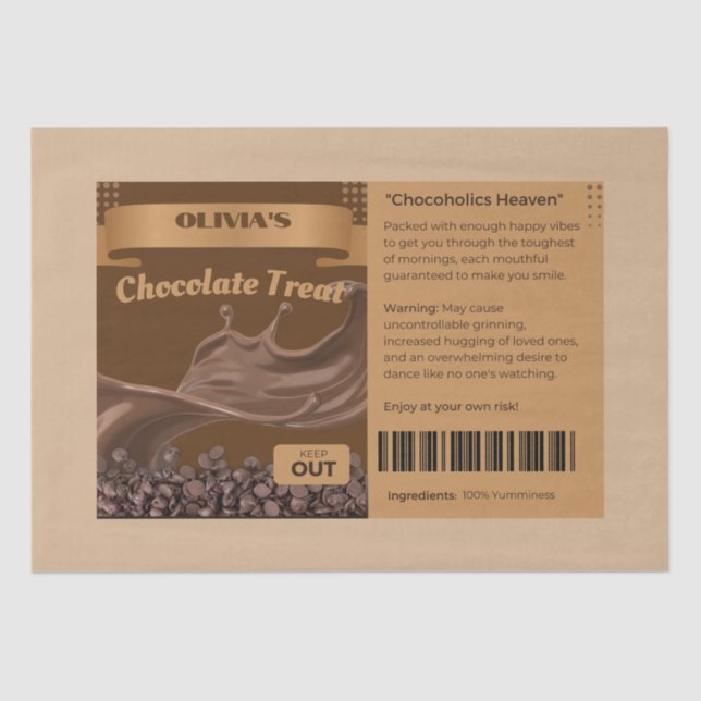 FUNNY Chocoholics Named Chocolate Leckereien Goody Seidenpapier (Vorderseite)