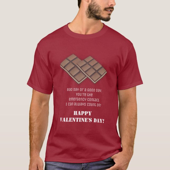Funny Chocolate Bar Valentine's Day Message Card T-Shirt (Vorderseite)