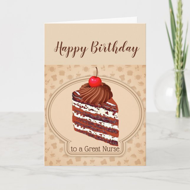 Funny Chocolate Cake Great Nurse Birthday Card Karte (Vorderseite)