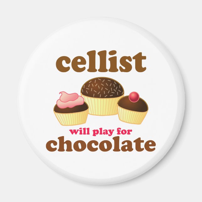 Funny Chocolate Cello Magnet (Vorne)