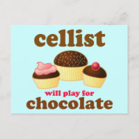 Funny Chocolate Cello Postcard