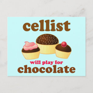 Funny Chocolate Cello Postcard Postkarte