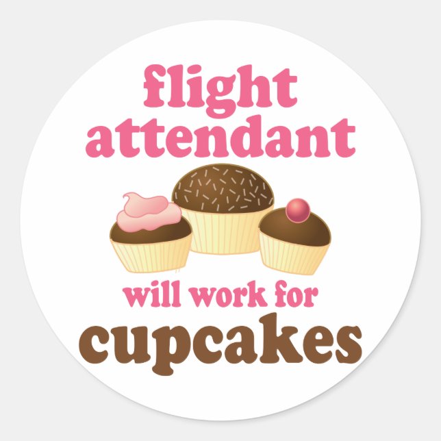 Funny Chocolate Cupcakes Flight Attendant Runder Aufkleber (Vorderseite)
