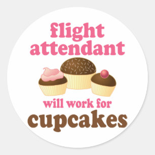 Funny Chocolate Cupcakes Flight Attendant Runder Aufkleber