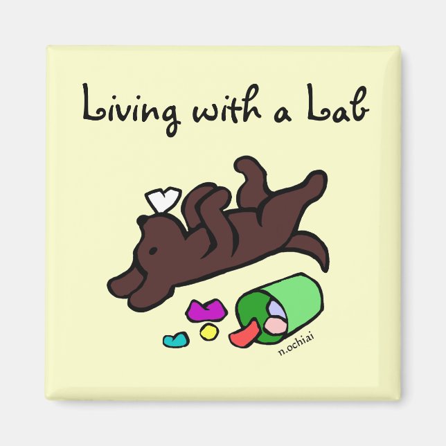 Funny Chocolate Labrador Cartoon Illustration Magnet (Vorne)