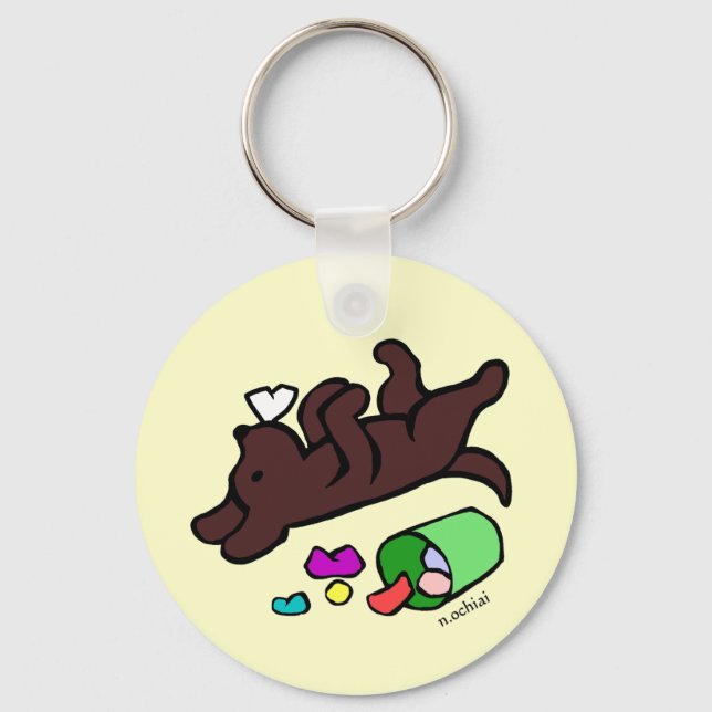 Funny Chocolate Labrador Cartoon Illustration Schlüsselanhänger (Vorderseite)