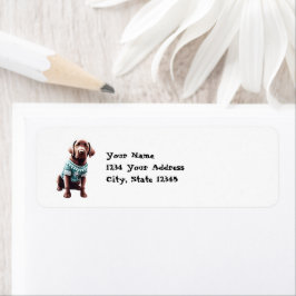 Funny Chocolate Labrador in Christmas Sweater Ansc