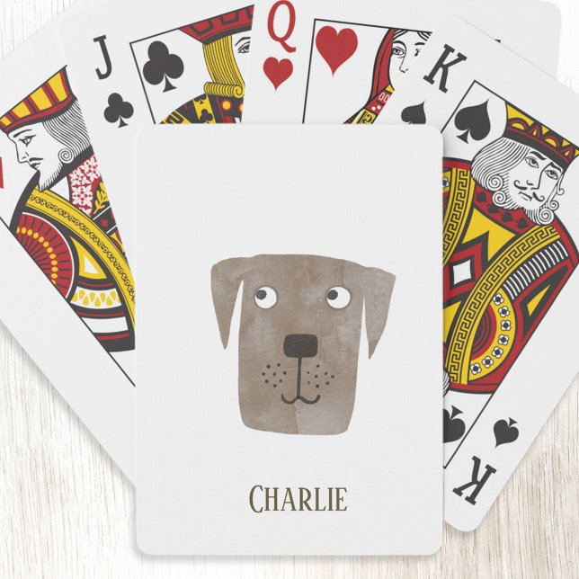 Funny Chocolate Labrador Retriever Dog Individuell Spielkarten (Chocolate Labrador Retriever Dog personalized fun art playing cards)