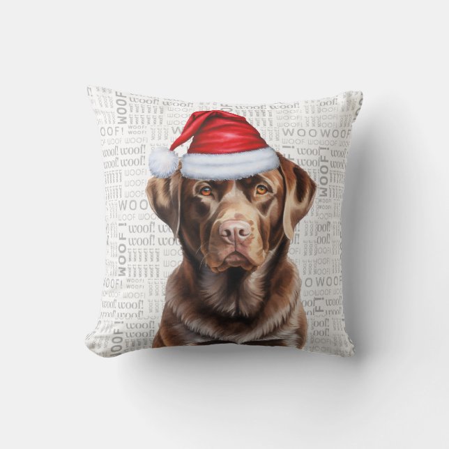 Funny Chocolate Labrador Retriever Dog Weihnachten Kissen (Vorderseite)