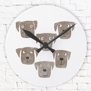 Funny Chocolate Labrador Retriever Hunde Runde Wanduhr