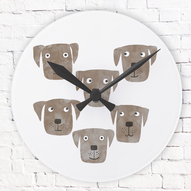 Funny Chocolate Labrador Retriever Hunde Runde Wanduhr (Fun chocolate labrador retriever dog wall clock)