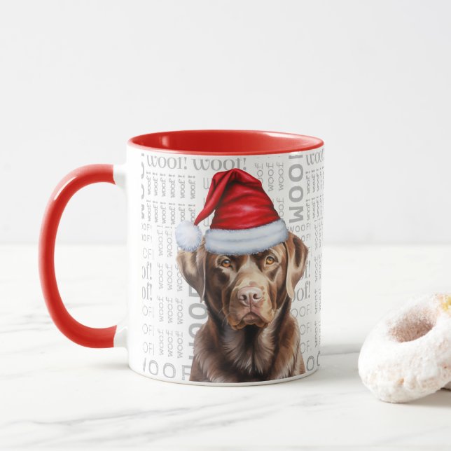 Funny Chocolate Labrador Retriever Weihnachten Tasse (Mit Donut)