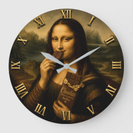 Funny Chocolate Mona Lisa Große Wanduhr