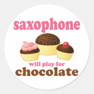 Funny Chocolate Saxophon Runder Aufkleber