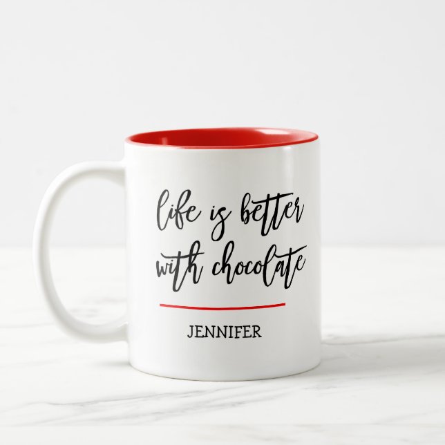 Funny Chocolate Thema Zweifarbige Tasse (Links)