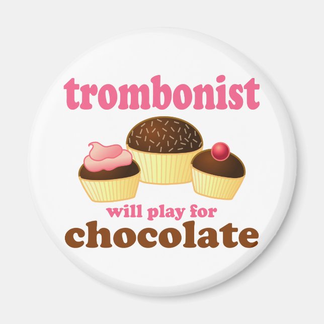Funny Chocolate Trombonist Gift Magnet (Vorne)
