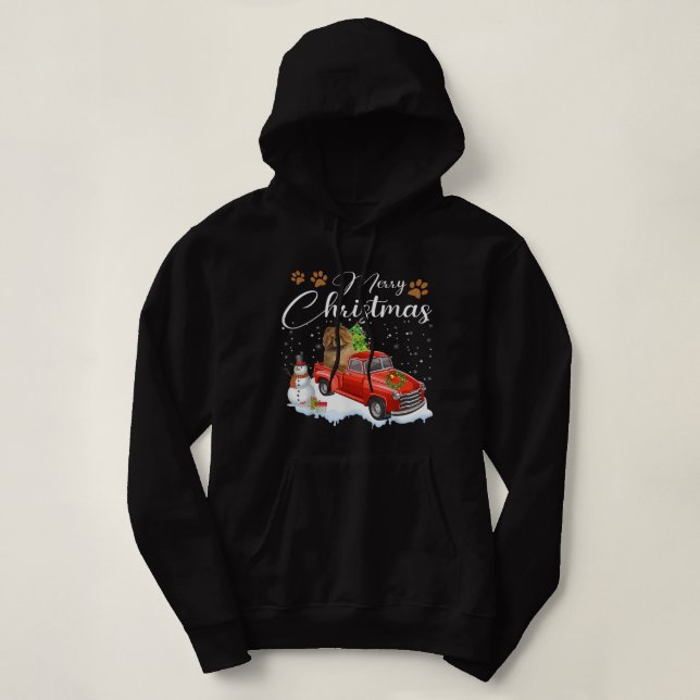 Funny Chow Chow Dog Snow Red Truck Weihnachten Wei Hoodie (Design vorne)