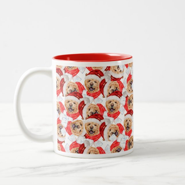 Funny Chow Chow Weihnachtsmuster Zweifarbige Tasse (Links)