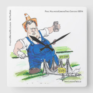 Funny Chris Christie On Square Wall Clock Quadratische Wanduhr