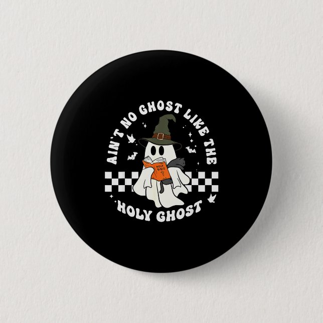 Funny Christian Ghost With Bible Retro Catholic Cu Button (Vorderseite)