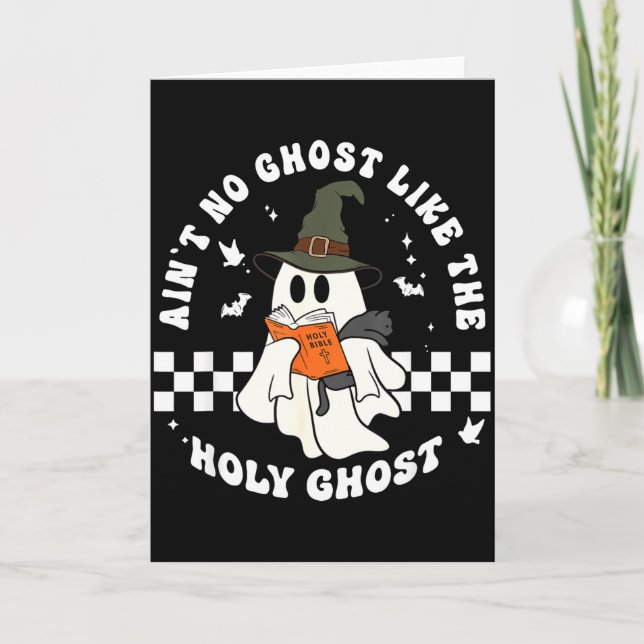 Funny Christian Ghost With Bible Retro Catholic Cu Karte (Vorderseite)